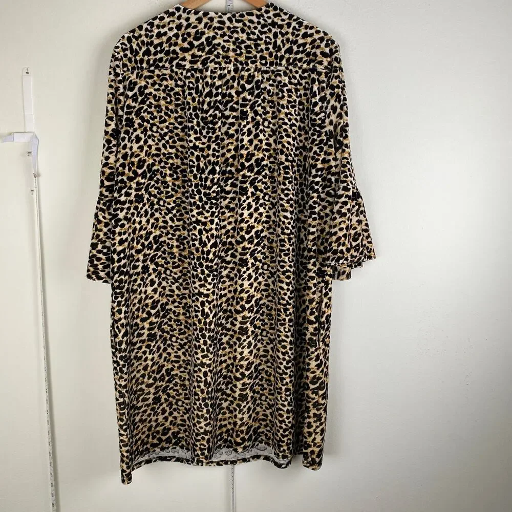 Jude Connally Kerry Animal Velvet Shift Dress Beige Black Size XL - Picture 8 of 11